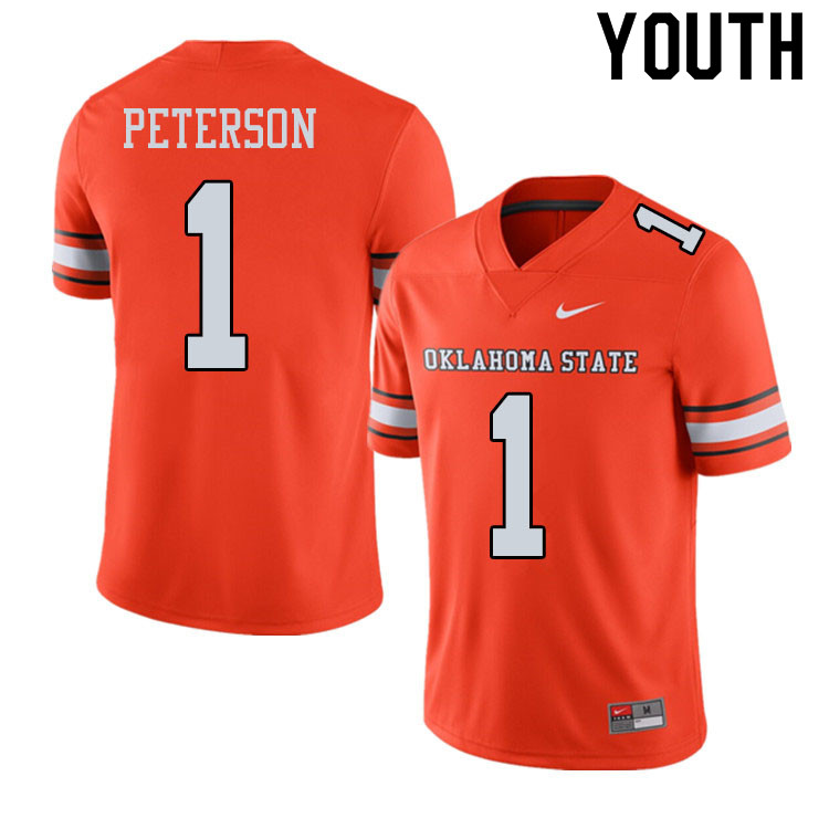 Youth #1 Kevin Peterson Oklahoma State Cowboys College Football Jerseys Sale-Alternate Orange - Click Image to Close